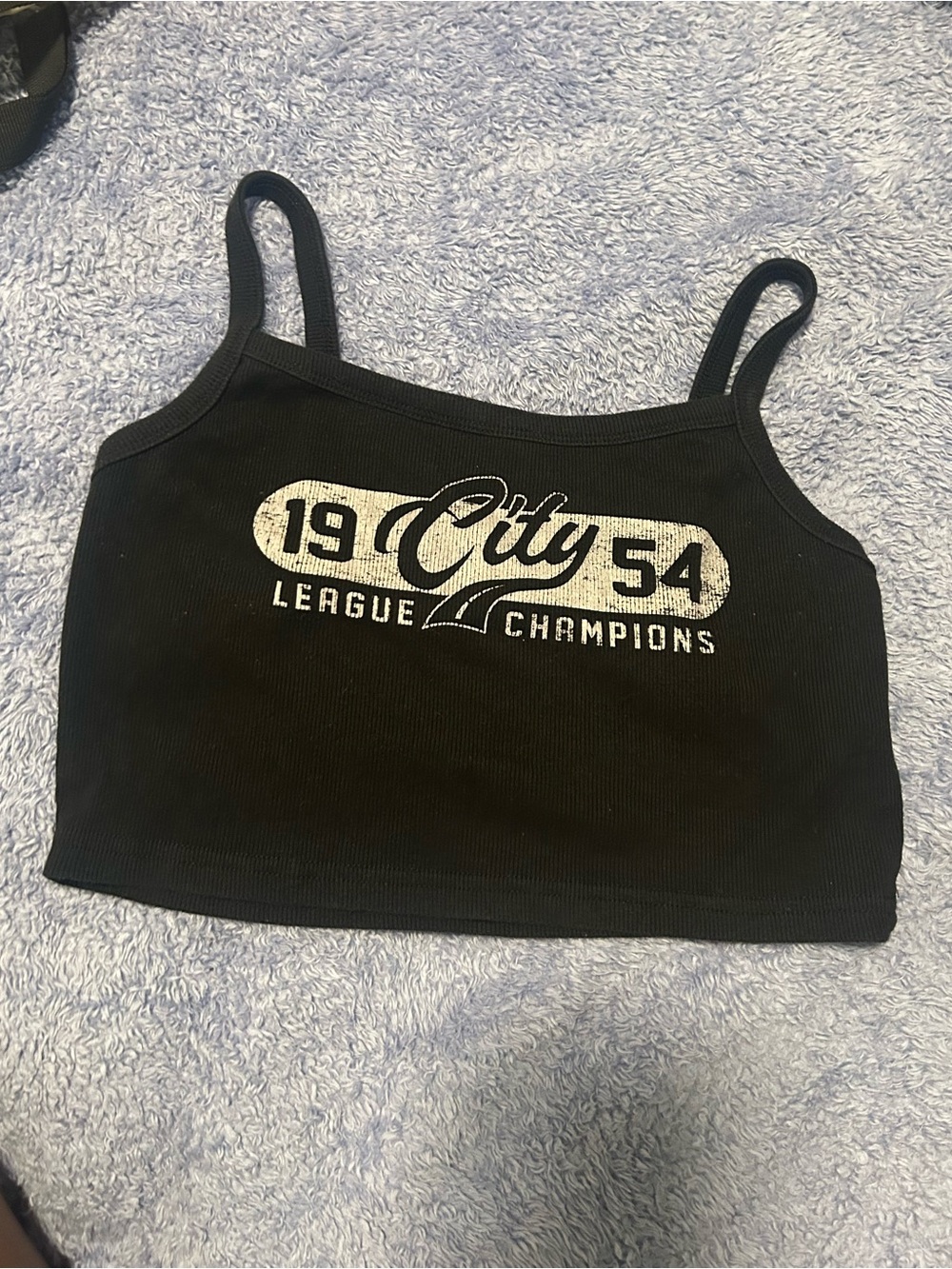 Forever 21 Black Graphic Crop Camisole - City 1954